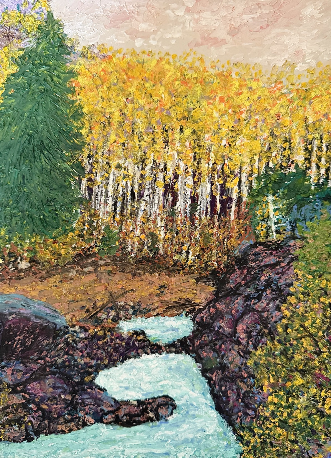 Aspen Creek — painting by Kelly Laura.