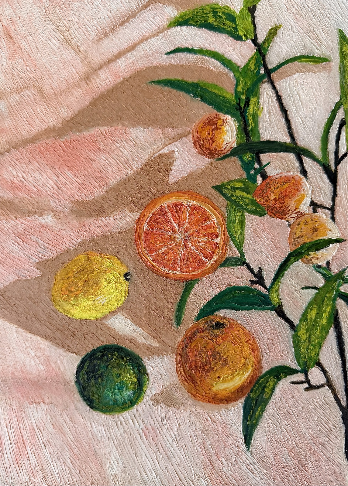 Citrus — Oil Pastel painting by Kelly Laura.