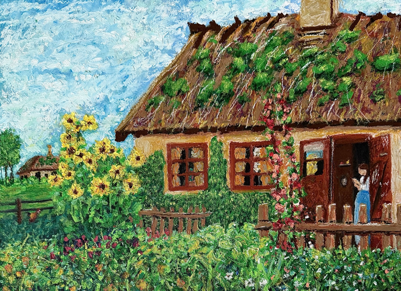 Cottage — Oil Pastel painting by Kelly Laura.