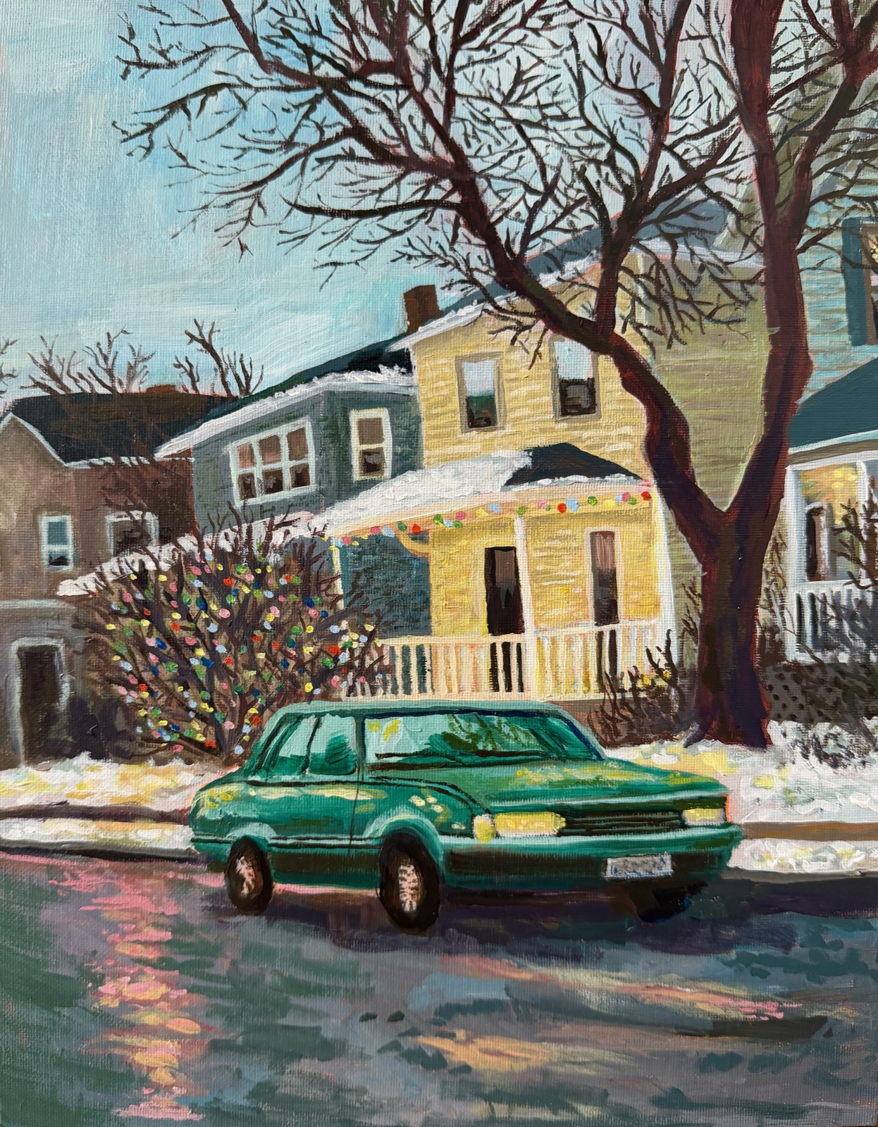 December Evening — Acrylic painting by Kelly Laura.