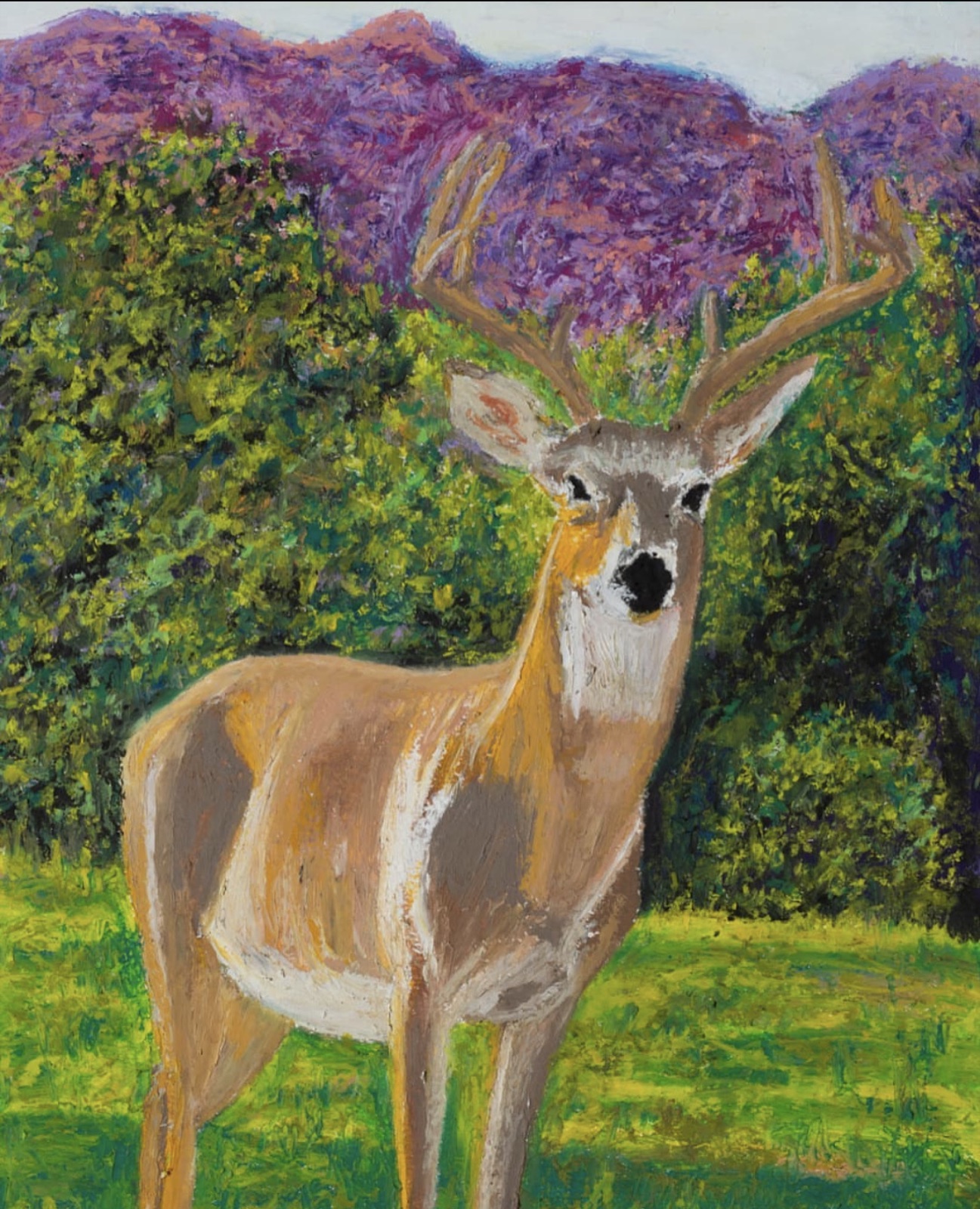 Deer — Oil Pastel painting by Kelly Laura.