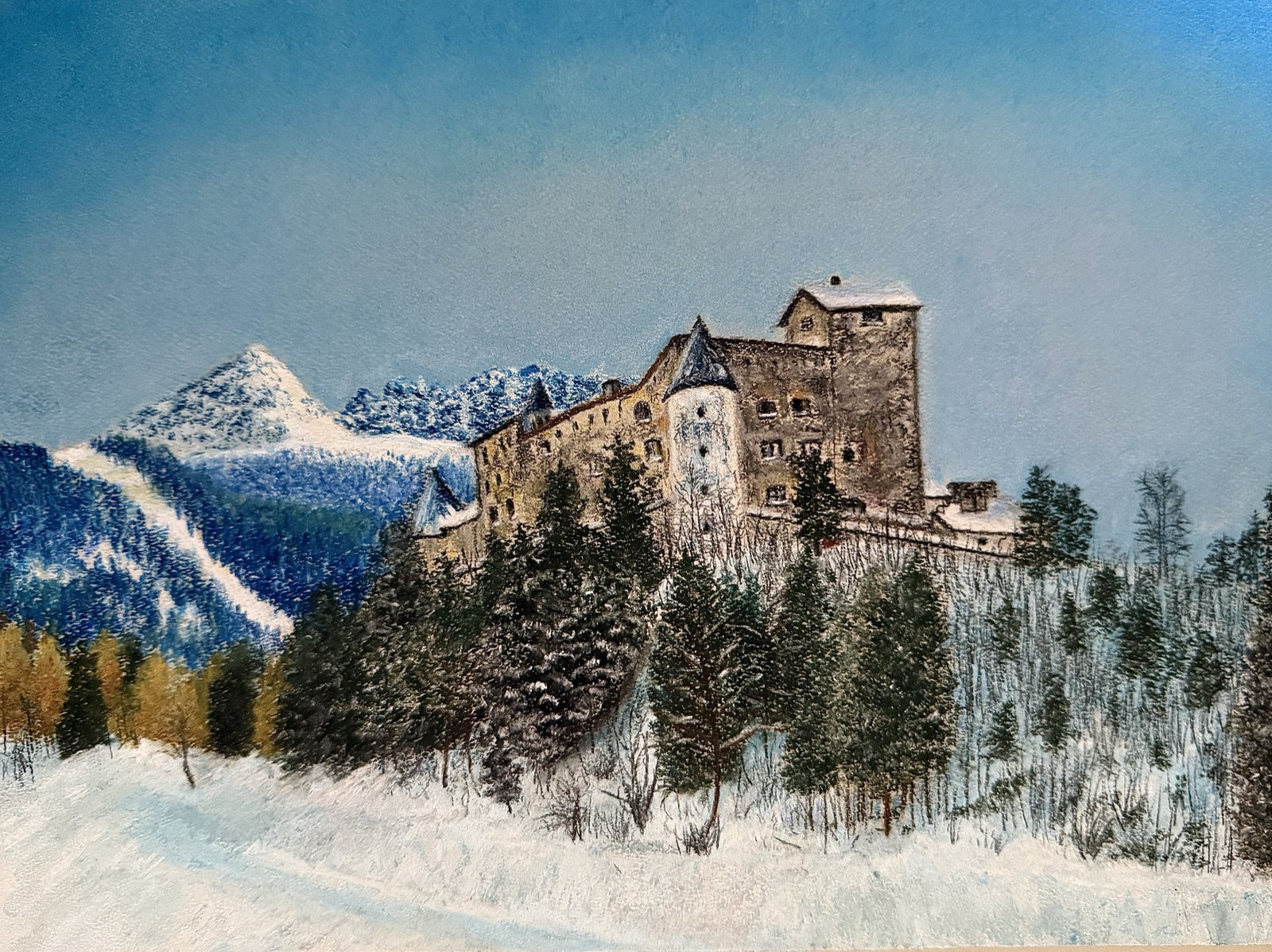 Fortress — Pastel Pencil painting by Kelly Laura.