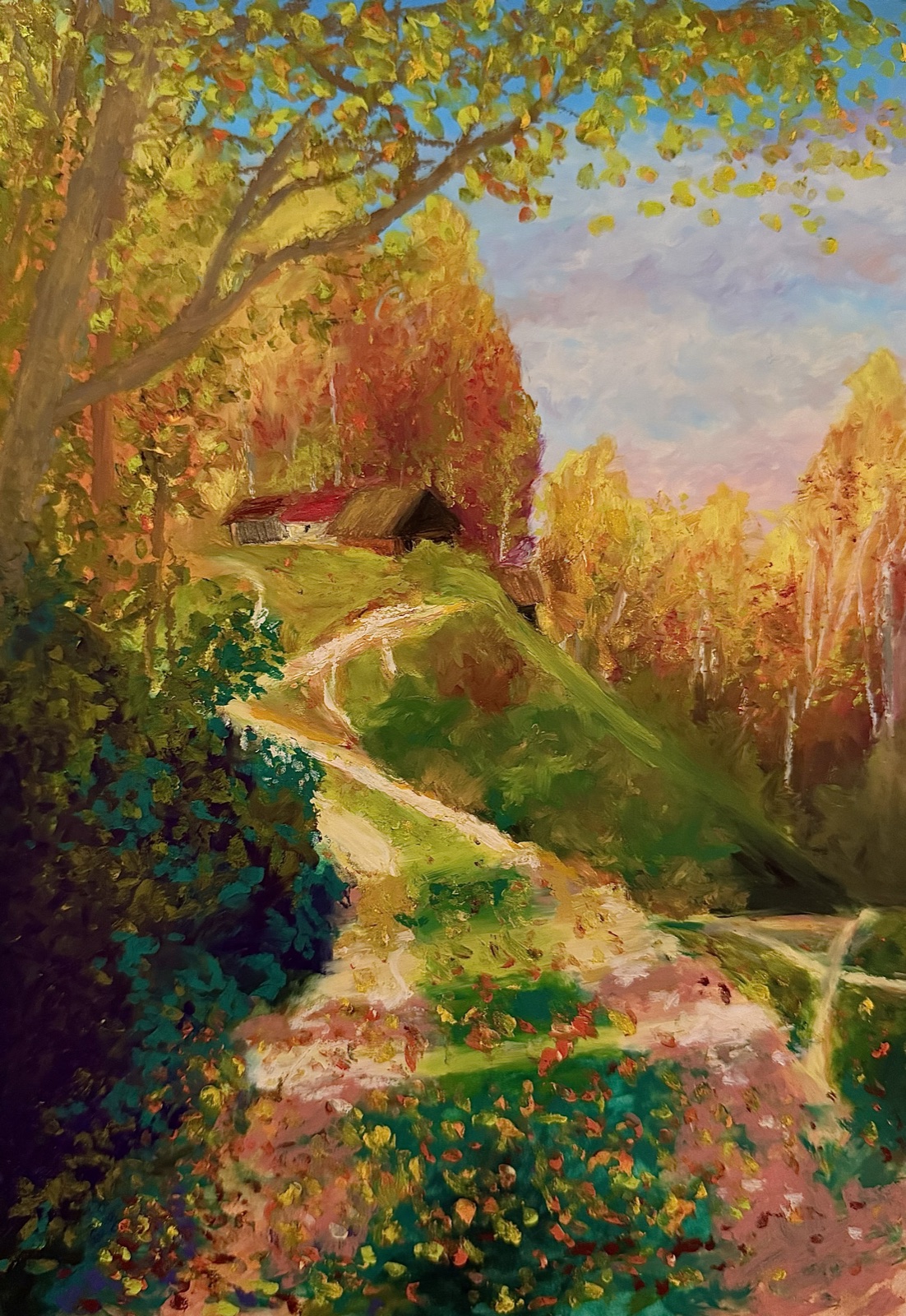 Hillside — Oil Pastel painting by Kelly Laura.