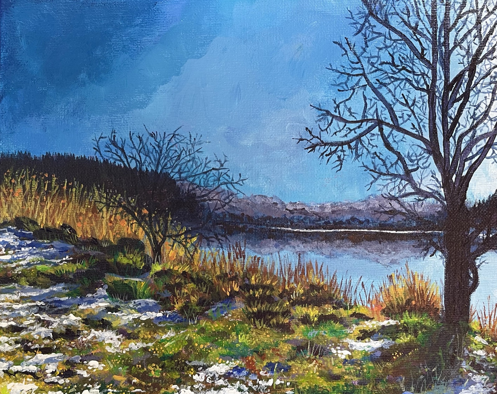 Last Snow — Acrylic painting by Kelly Laura.