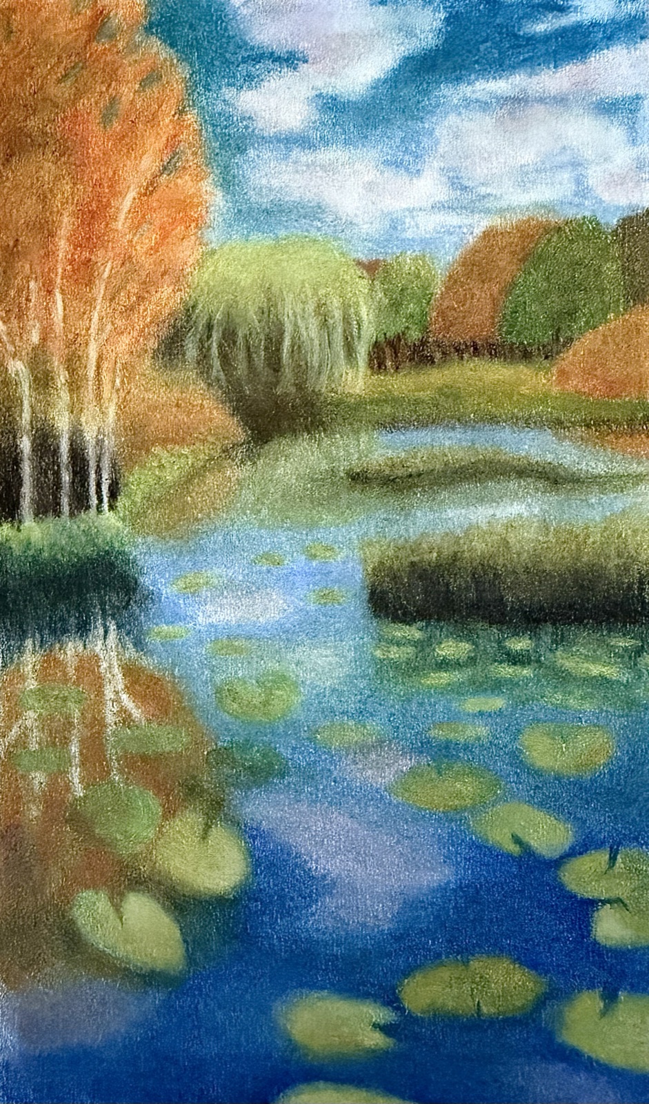 Lily Pods — Pastel Pencil painting by Kelly Laura.
