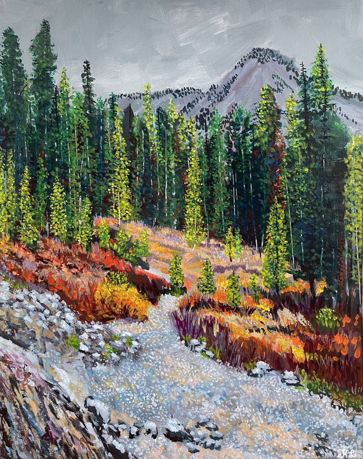 Mountain Forest — Acrylic painting by Kelly Laura.