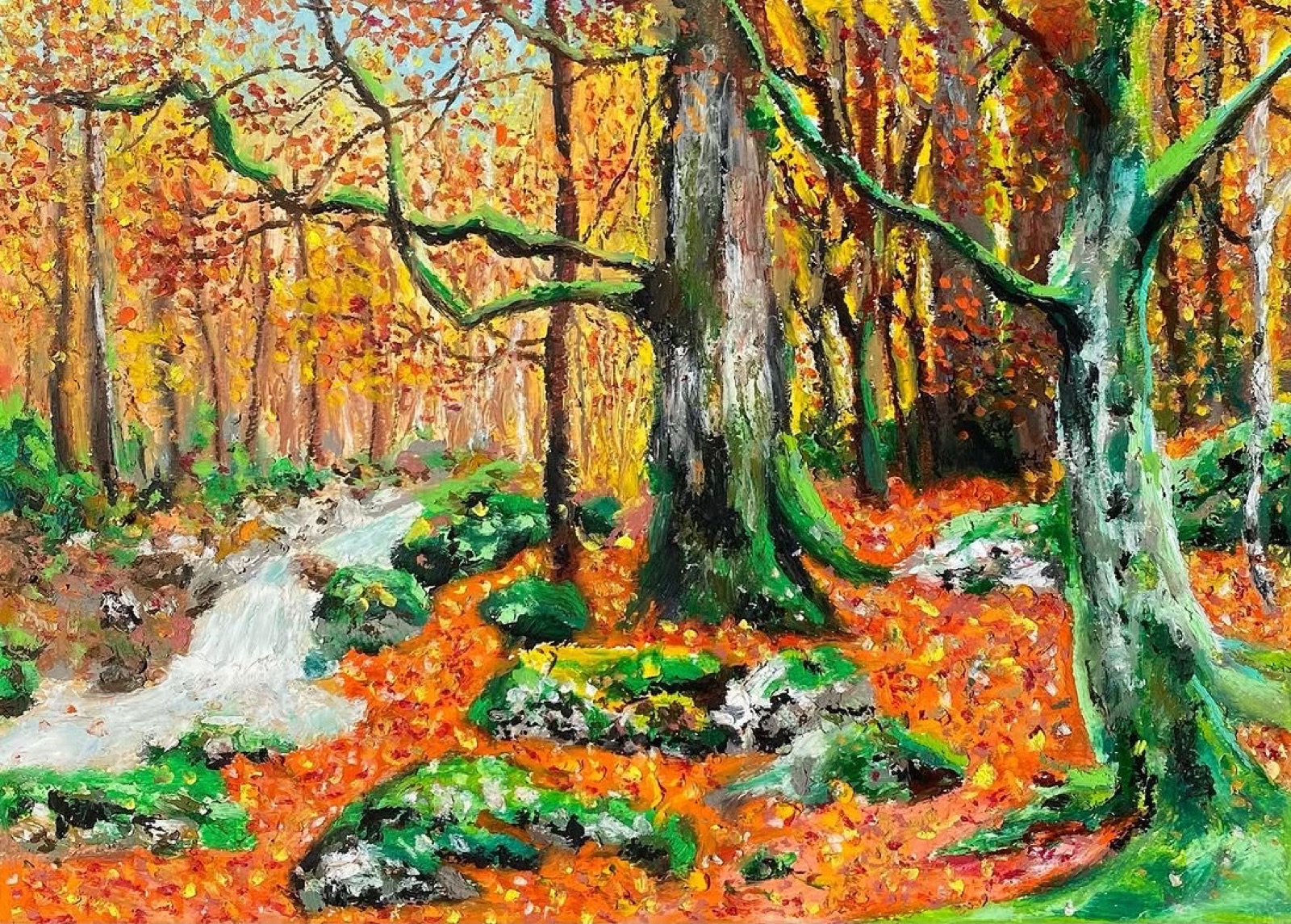 October — Oil Pastel painting by Kelly Laura.