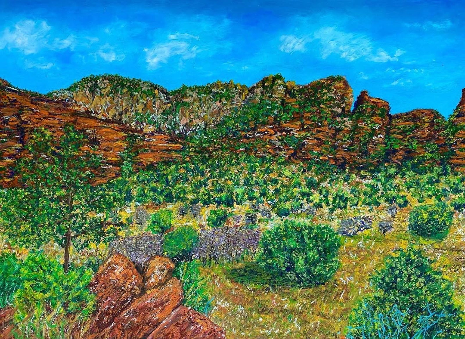 Red Earth — Oil Pastel painting by Kelly Laura.