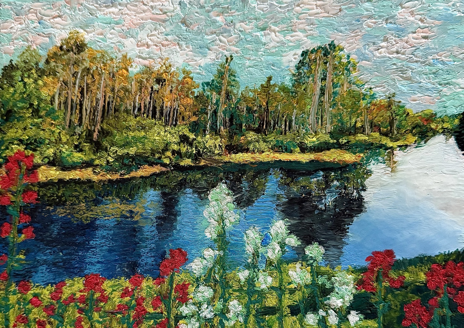 River — Oil Pastel painting by Kelly Laura.