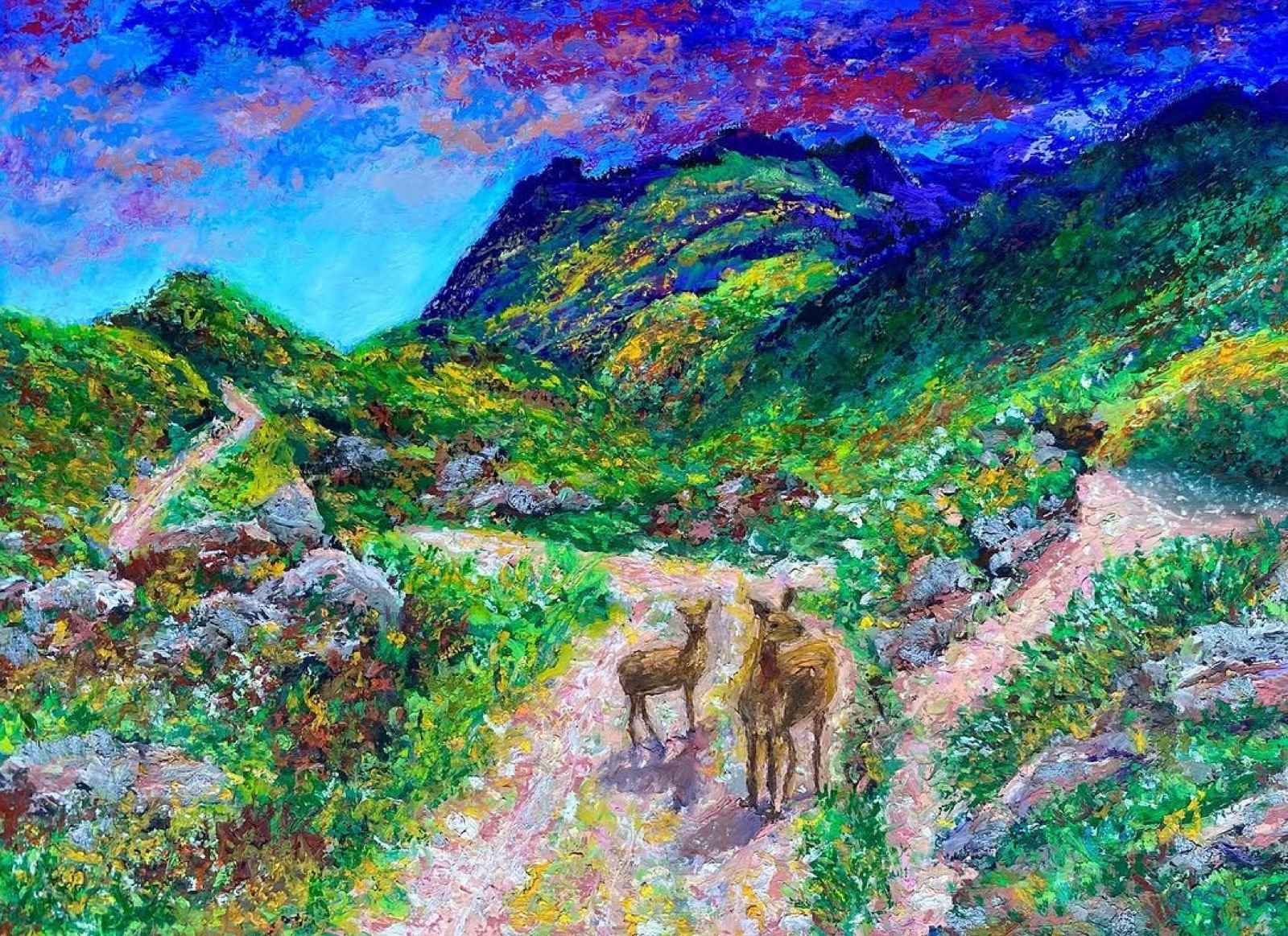 Wanderers — Oil Pastel painting by Kelly Laura.