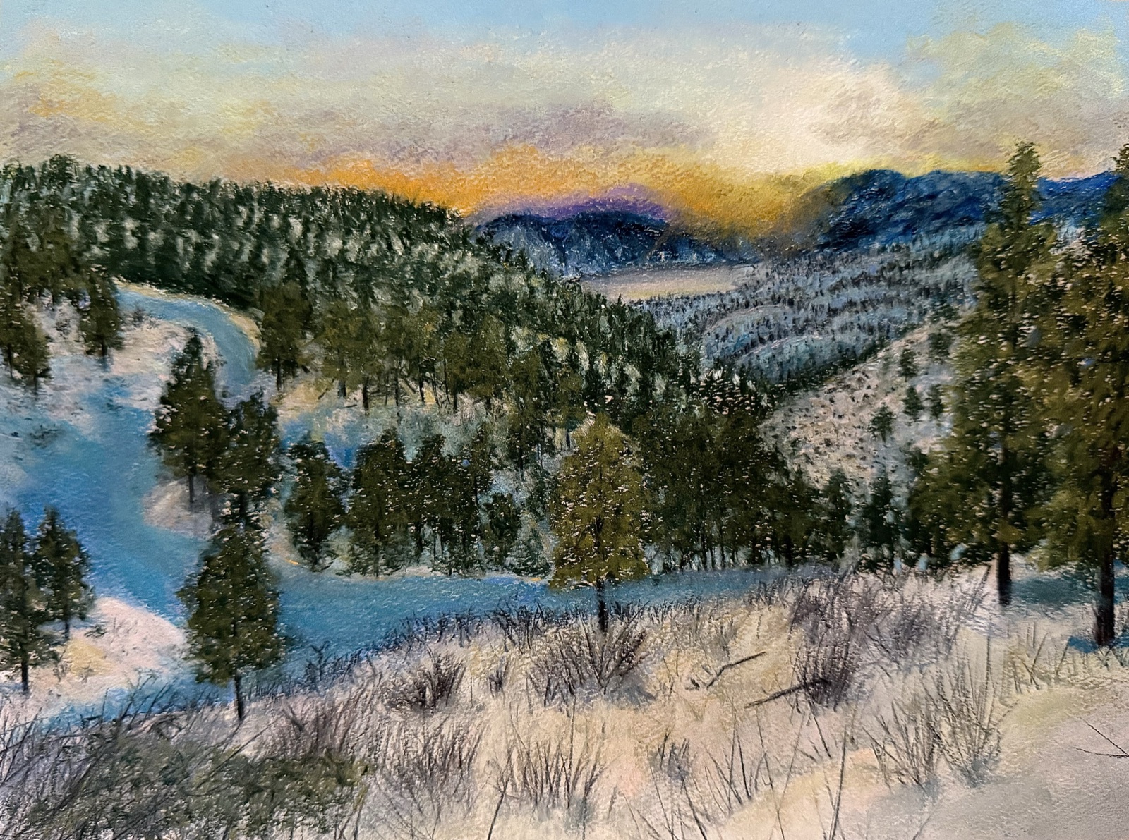 Winter Hills — painting by Kelly Laura.
