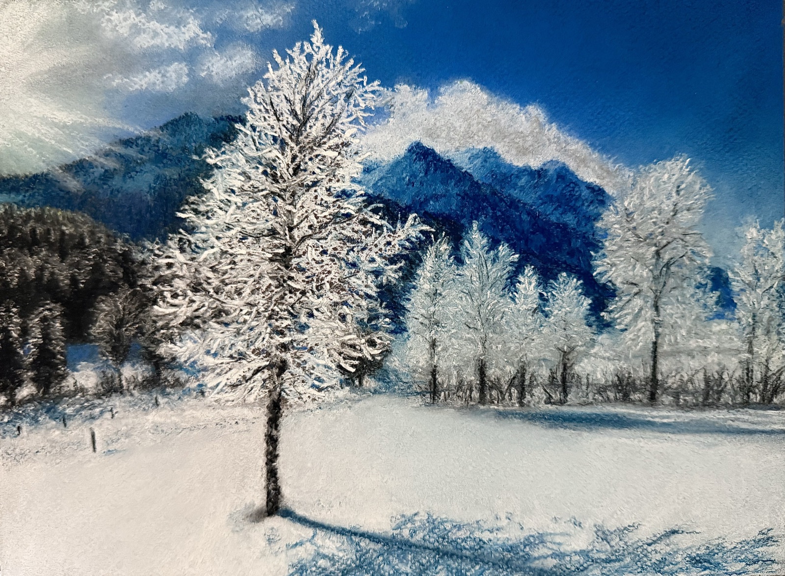Winter Light — Soft Pastel painting by Kelly Laura.